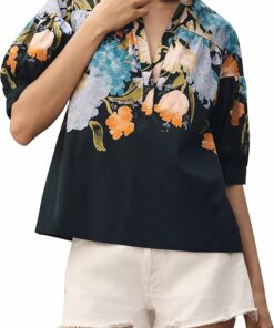 Floral V Neck Loose Top A45