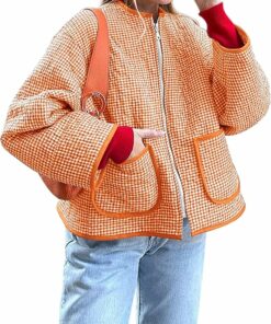 Women Quilted Plaid Jacket A52