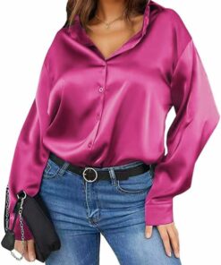 Women Hot Pink Silk Shirt A36